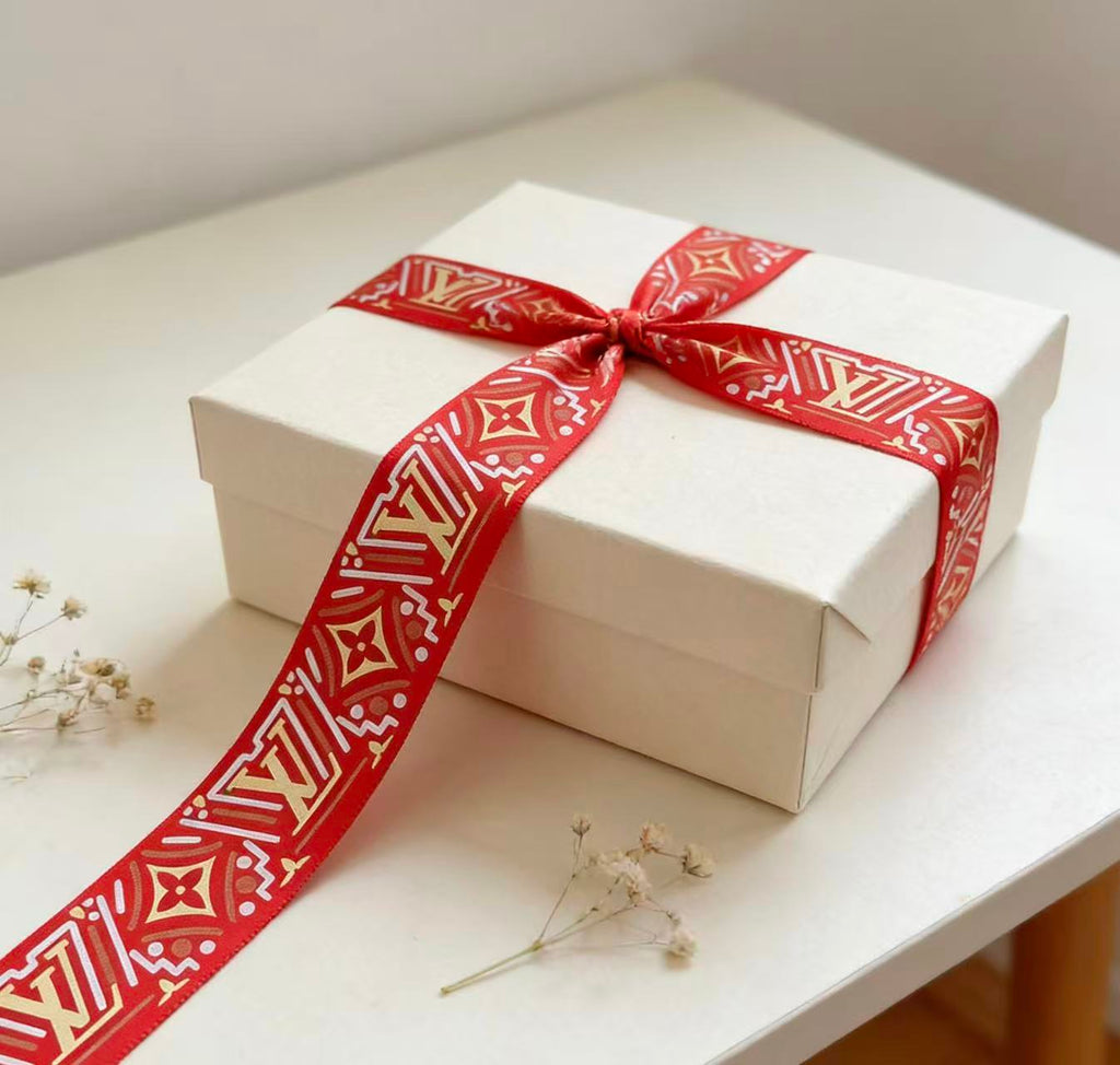 Louis Vitton ribbon Red, 2.5cm X 1 Yard, sell by the yard - 1 Side Brand New