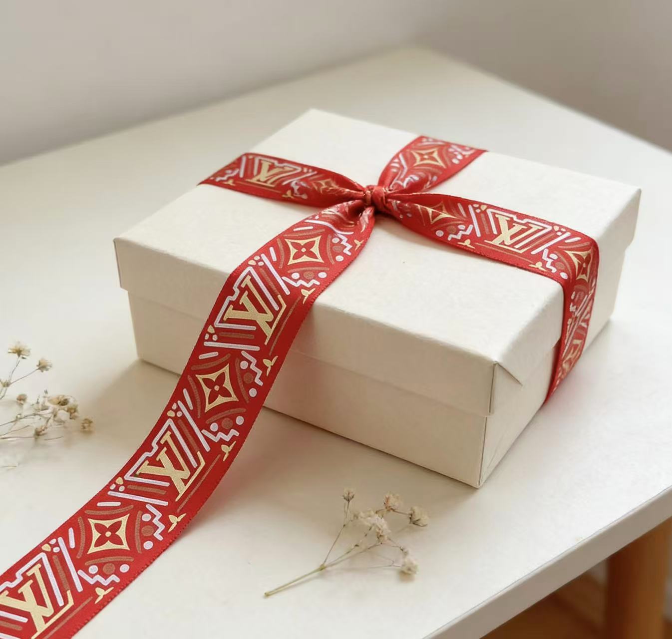 Louis Vitton ribbon Red, 2.5cm X 1 Yard, sell by the yard - 1 Side Brand New