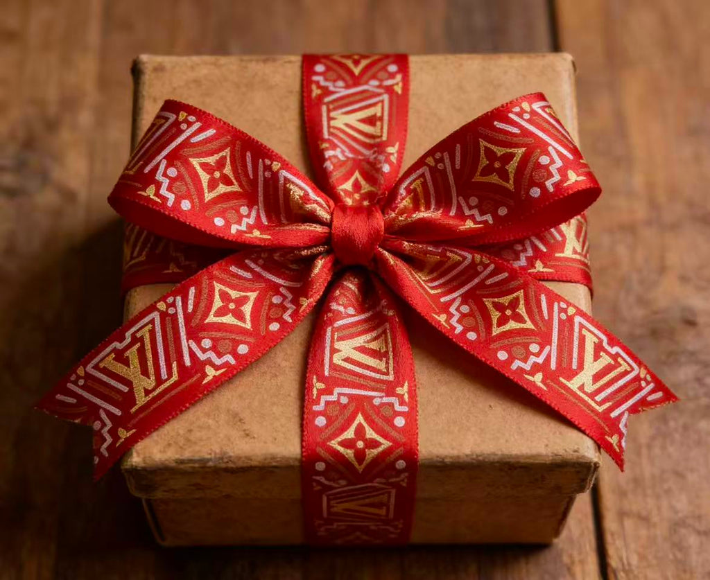 Louis Vitton ribbon Red, 2.5cm X 1 Yard, sell by the yard - 1 Side Brand New