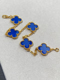 Yellow gold blue 5 motifs bracelet - 15mm medium size