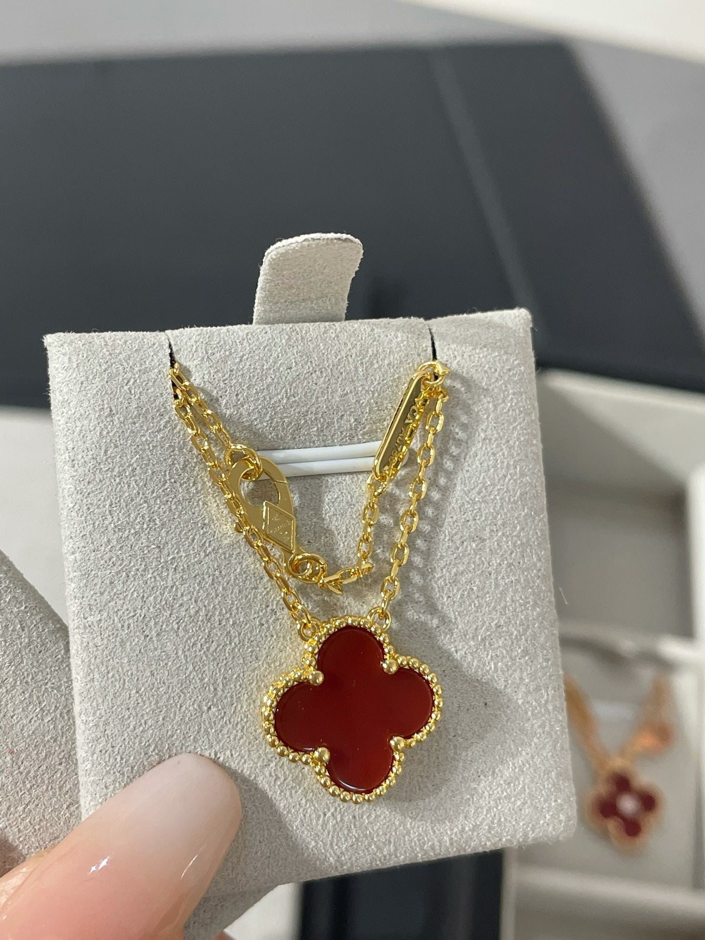 Carnelian 1 Motif Lucky Necklace  Yellow Gold 15mm