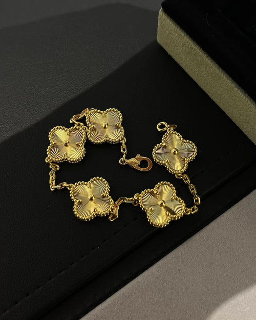 5 motif clover Lucky Yellow Gold Bracelet