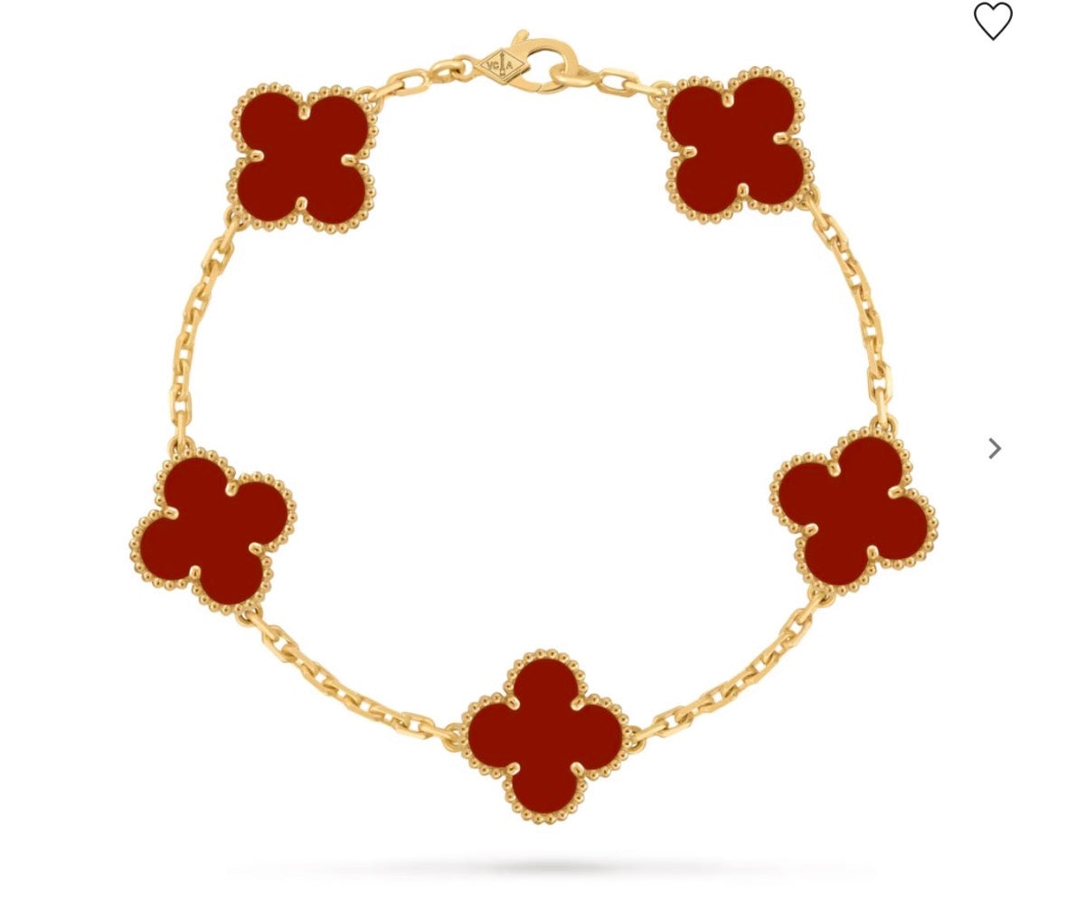 5 Motif Clover Carnelian Bracelet