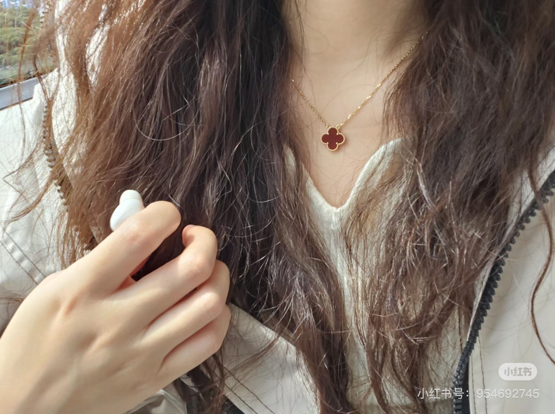 Carnelian 1 Motif Lucky Necklace  Yellow Gold 15mm
