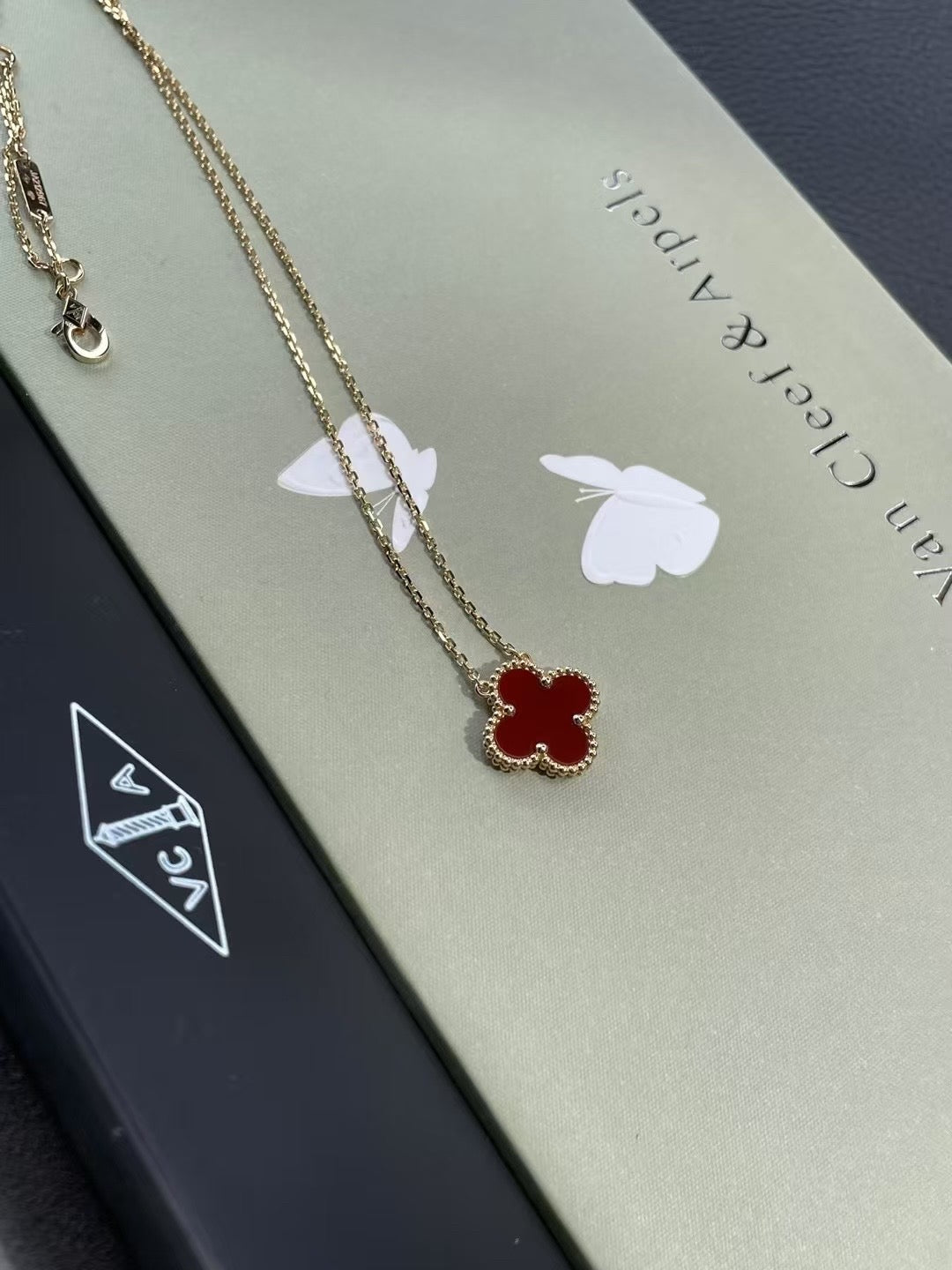 Carnelian 1 Motif Lucky Necklace  Yellow Gold 15mm