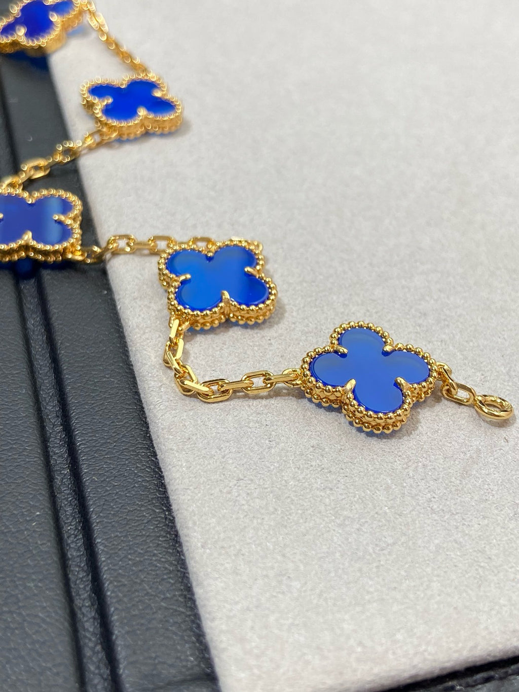 Yellow gold blue 5 motifs bracelet - 15mm medium size