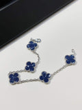 Silver blue obsidian 5 motifs bracelet