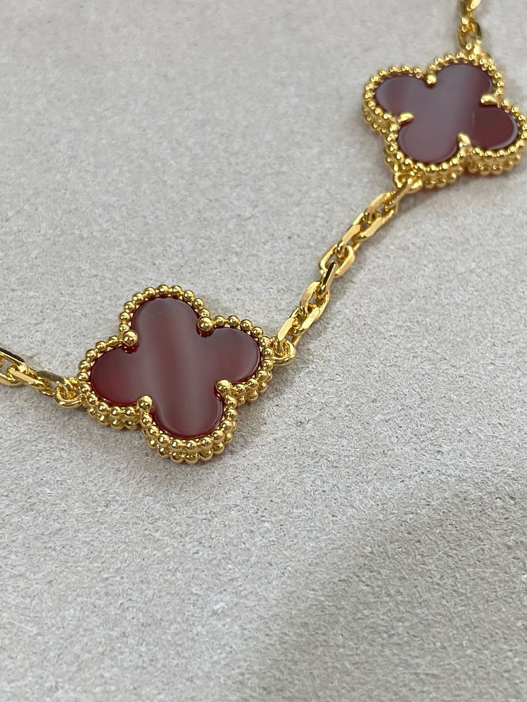 Carnelian 5 motifs bracelet and necklace set 15mm