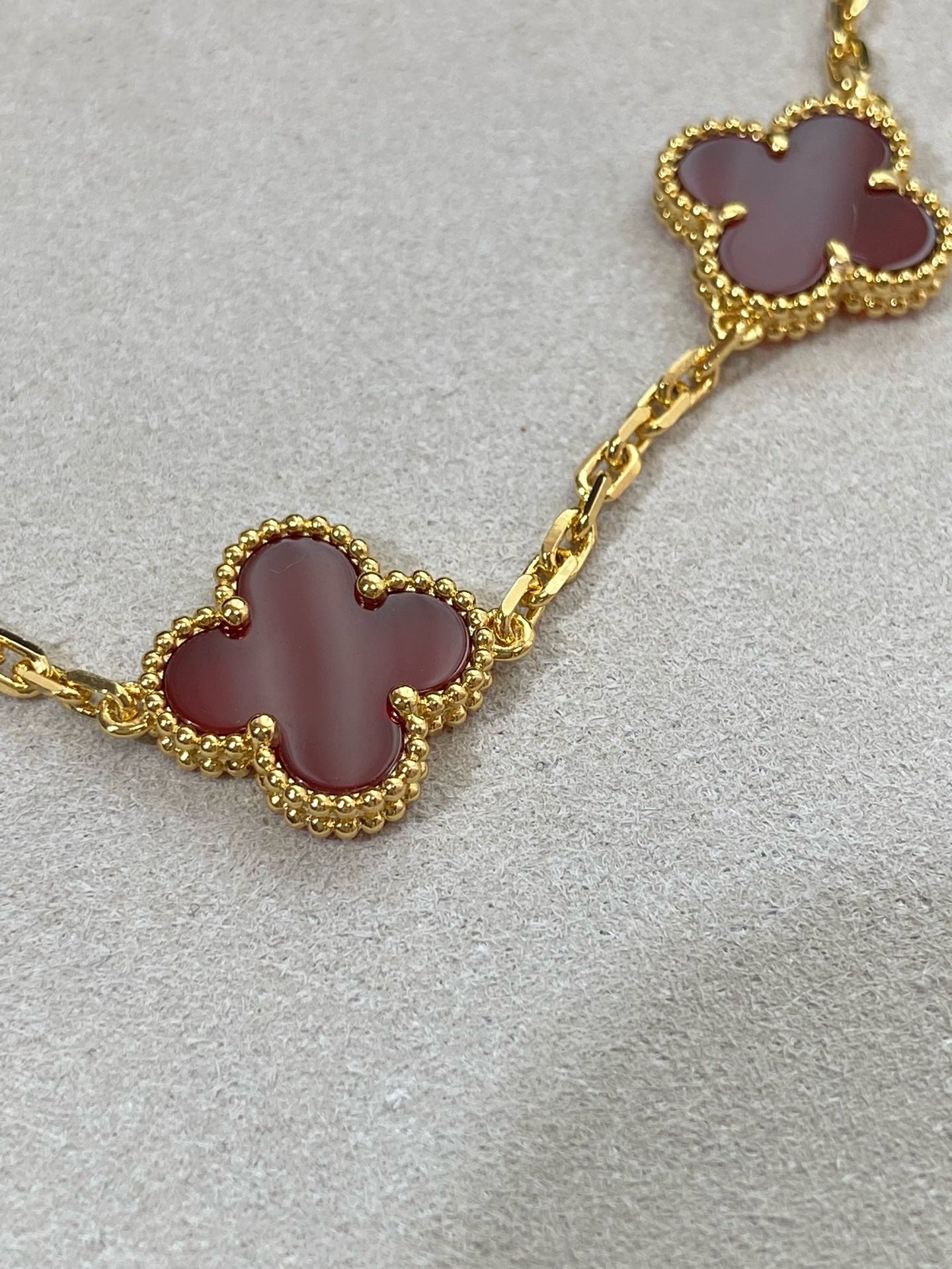 Carnelian 5 motifs bracelet and necklace set 15mm